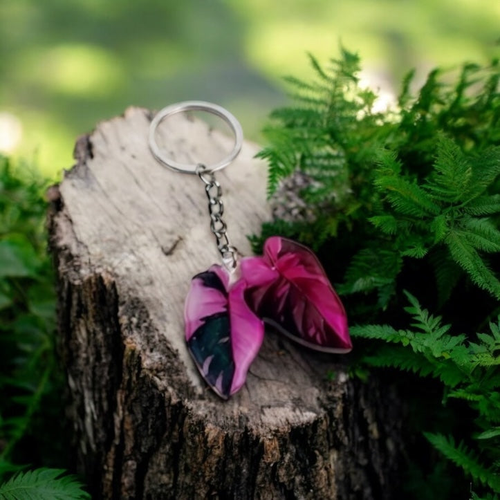 Philodendron Pink Princess Key Ring