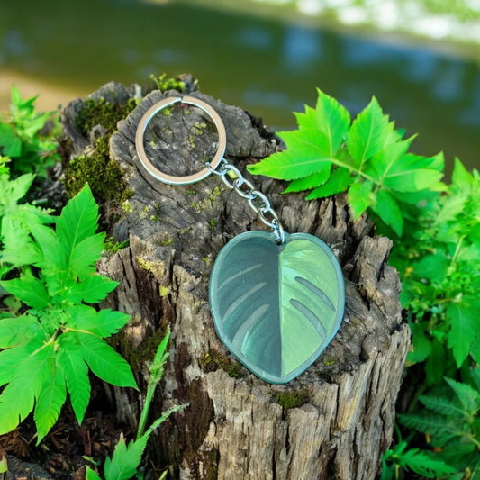 Monstera Aurea Variegated Acrylic Key Ring